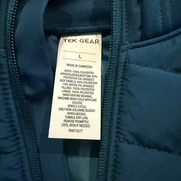 Tek Gear Women's Blue Crayon Hooded Long Mixed Media Jacket Size Large NEW EB1 - Picture 3 of 10